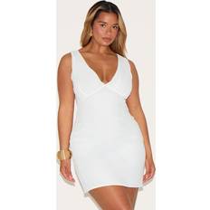 PrettyLittleThing Shape Chiffon Plunge Front Mini Dress - White