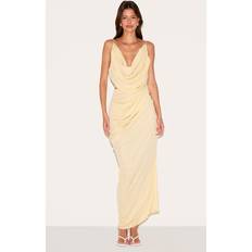 PrettyLittleThing Chiffon Drape Cut Out Maxi Dress - Yellow