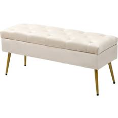Aufbewahrungskommoden Homcom Sitzbank Polsterbank Mit Stauraum 102 x 35 x 43 cm Beige Aufbewahrungskommode