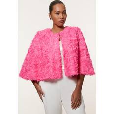 Pink Capes & Ponchos Karen Millen Plus Size Textured Rosette Woven Cropped Cape - Pink