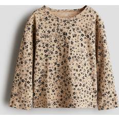 Beige Stickade tröjor H&M Bomullströja Med Tryck - Beige/Blommig