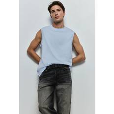 Blåa Linnen H&M Tanktop i COOLMAX Regular Fit - Ljusblå