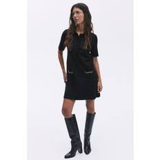 H&M Chain-Detail Knitted Dress - Black