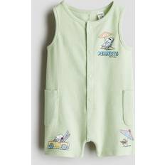 Gröna Playsuits Barnkläder H&M Baby Romper I Frotté - Ljusgrön/Snobben