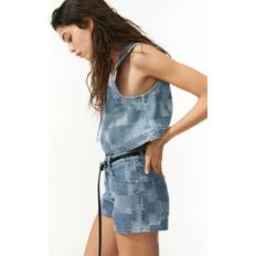 H&M Patchwork-Look Denim Gilet - Blue