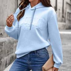 Shein Women Casual Loose Hoodie With 3D Letter Graphic Print