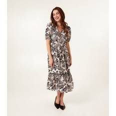 Blue Vanilla Coconut Button Front Midi Shirt Dress - Black