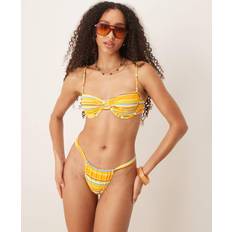 Women - Yellow Swimwear Mango Structured Bikini Top - Yellow Stripe