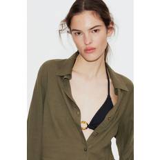 Viscose Shirts H&M Linen Blend Shirt - Green