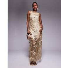 Gold - Women Clothing River Island Sequin Maxi Dress - Gold