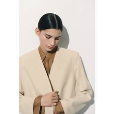 L Blazers H&M Collarless Blazer - Beige