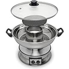 Remo Remo Elektrisk Fonduegryta Med Grillplatta 3.8 Liter Rostfritt Stål