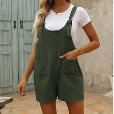 Shein Women's Casual Summer Cotton Linen Rompers Overalls Jumpsuit Shorts