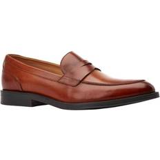 Base London Mens Kennedy Leather Slip-on Loafers - Dark Brown