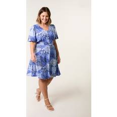 Blue Vanilla Womens Curve Shirred Waist Button Mini Dress -