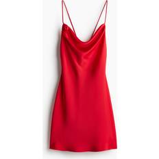 Red - Women Dresses H&M Tie-Detail Satin Slip Dress - Red