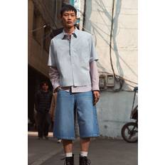 H&M Men Shirts H&M Oversized Fit Short-sleeved Shirt - Blue