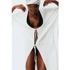 Badeanzug Cover Ups & Sarongs H&M Damen Strandkaftan Aus Crinklestoff - Weiß