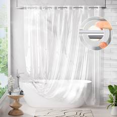AmazerBath No Hook Shower Curtain and Liner 72 x 75