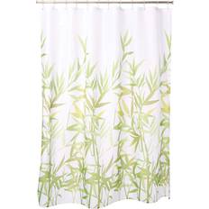 InterDesign Anzu Fabric Shower Curtain Polyester with Garden Pattern Design Green