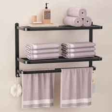DDS-DUDES 3-Tier Black Towel Racks for Bathroom with Towel Bars