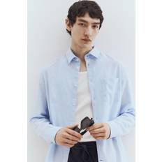 H&M Hemd Aus Leinenmix In Regular Fit - Blau