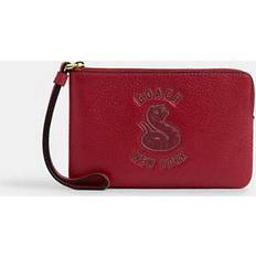 Wallets & Key Holders Coach Outlet Corner Zip Wristlet With Snake Graphic - Red