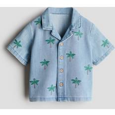 Babies Shirts Children's Clothing H&M Embroidery Detail Denim Shirt - Blue