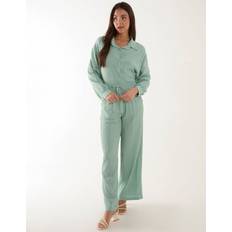 Green Suits Blue Vanilla Womens Crinkle Shirt & Trouser Set - Mint