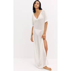 H&M Pointellestrikket Strandkjole - Hvit