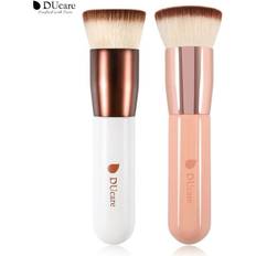 DUcare 2pcs Foundation Brush Flat Top Kabuki Brush - White/Pink