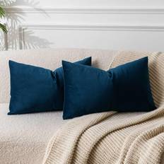 JUSPURBET Navy Lumbar Velvet Throw Pillow Covers 12x20 inch Set of 2 Cushion Cover