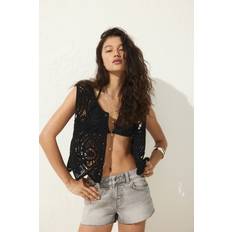 H&M Minishorts I Denim - Tvättad Grå
