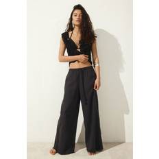 H&M Linen Blend Drawstring Trousers - Grey