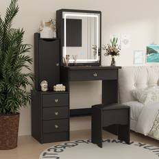 Yellow Dressing Tables Metro Lane and Stool Set with Sliding LED Lights 135cm H x 90cm W x 40cm D Dressing Table