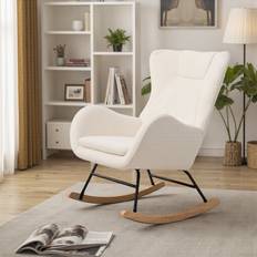 Beige Rocking Chairs Rosdorf Park 60cm W Upholstered Beige Rocking Chair