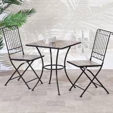 Lark Manor 2 Seat Square Mosaic Table & 2 Folding Chairs - Blue Bistro Set