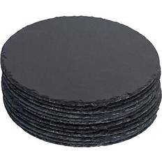Argon Tableware Round Slate Placemats 30cm Pack of 12 Place Mat Black