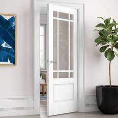 Doors LPD Doors Downham Clear Bevelled Glazed Primed White Internal 198.1cm H 76.2cm W x 3.5cm D Interior Door (x)