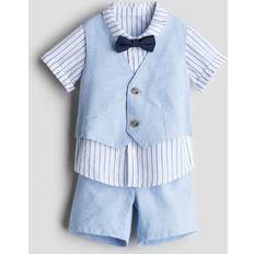 H&M Baby 4-Piece Linen-Blend Dressy Set - Blue