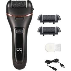 HOD Health Elosung Black 3 Pcs Suit Electric Foot Callus Remover With Lcd Display Waterproof Pedicure Set