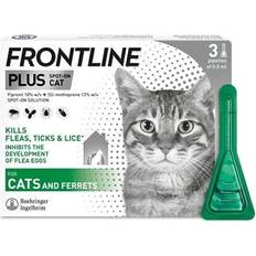 Frontline Plus Flea & Tick Treatment for Cats and Ferrets - 3 Pipettes