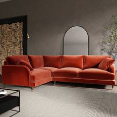 Burnt orange sofa Payton Burnt Orange Velvet 4 Seater Left Hand Corner Sofa