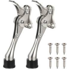 Building Materials Uxcell 2 Pack Kickdown Door Stop 4 Inch One Touch Silver