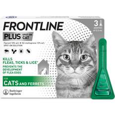 Frontline Plus Flea & Tick Treatment for Cats and Ferrets - 3 Pipettes
