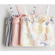 Flickor Linnen H&M Flicka 3-Pack Linnen Med Volangkant - Ljusrosa/Snäckskal