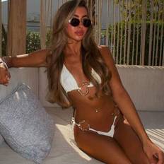 Shein Damen Einfarbiger Neckholder Gebundener Sexy Bikini Zweiteiler Badeanzug Set - Sommer Strand