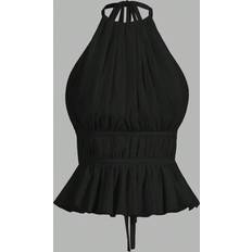 Shein Damen Plissee Neckholder Taillengürtel Rückenfrei Trägertop
