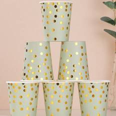 Party Paper Cups Shein Disposable Paper Cups 10 Pcs Sage Green Gold