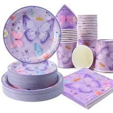 Purple Disposable Plates Shein Purple Butterfly Crown Disposable Plate Set Of 25